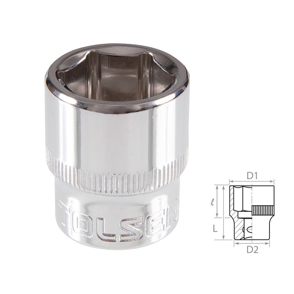 TOLSEN (TT16316) Головка торцевая стандартная шестигранная 3/8", 16 мм TOLSEN (TT16316) Головка торцевая стандартная шестигранная 3/8", 16 мм