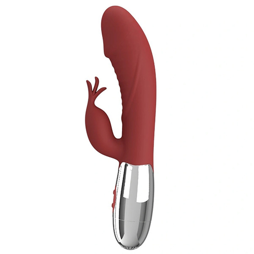 Красный вибратор-кролик 19,8см со стимулятором клитора Pretty Love Rasmussen Bunny Vibrator Red BW-500072DC