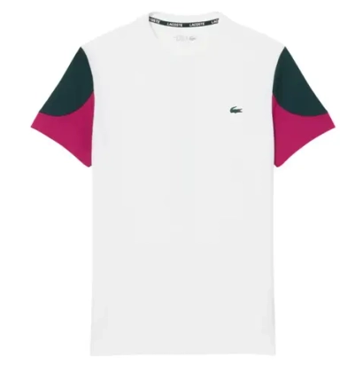 Теннисная футболка Lacoste Sport Printed Colour-Block - white/green/fuchsia pink