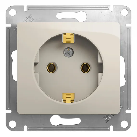 Розетка с заземлением без шторок Systeme Electric Glossa Молочный GSL000943