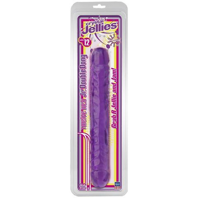 Двухсторонний фиалковый фаллос Crystal Jellies 12 Jr. Double Dong - 30,5 см. (Цвет: фиолетовый)