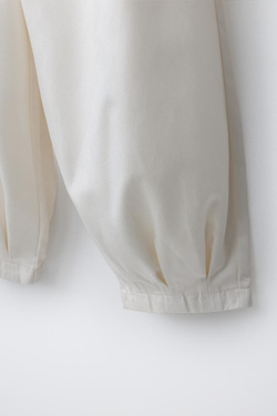 ZARA БРЮКИ BARREL С ЗАЩИПАМИ, ЭКРЮ