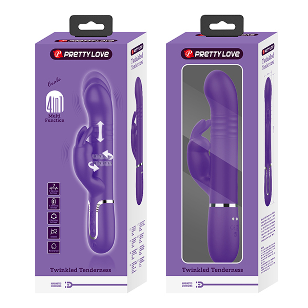 Темно-фиолетовый вибратор-кролик 22,8см с пульсацией Pretty Love Perdita BW-500015-2