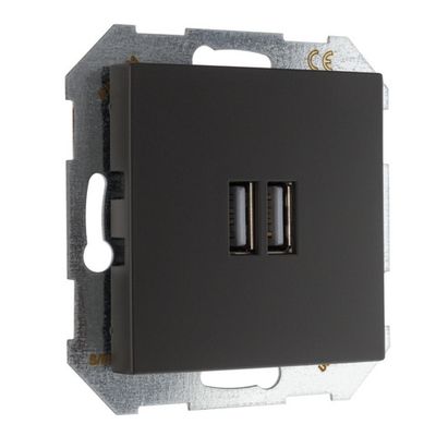 USB A+A розетка, 3400 мА LAVERO BAROCCO 1013500302 шоколад матовая