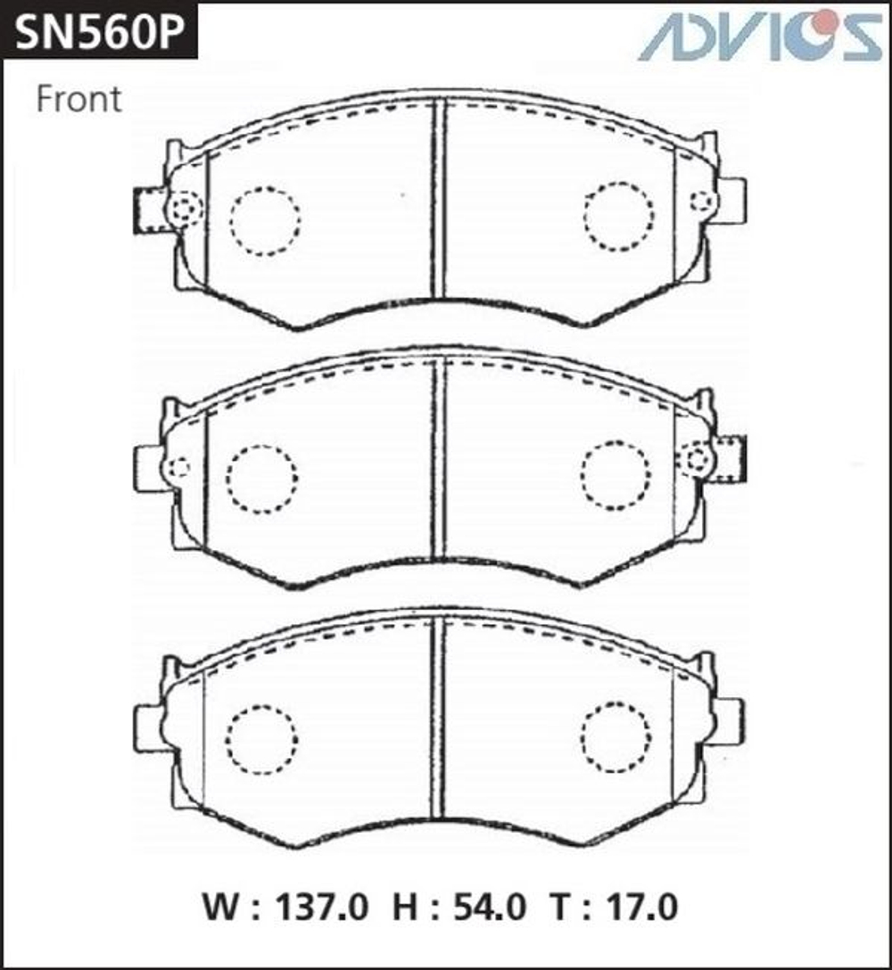 Дисковые тормозные колодки ADVICS передние SN560P