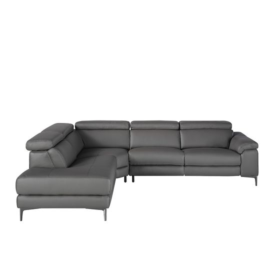 Угловой диван с реклайнером 5320-L-M9019 /6112 Angel Cerda серый кожаный