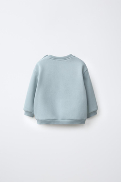 ZARA ТОЛСТОВКА С ВЫШИВКОЙ «ЕЖИК», СИНЕВАТЫЙ