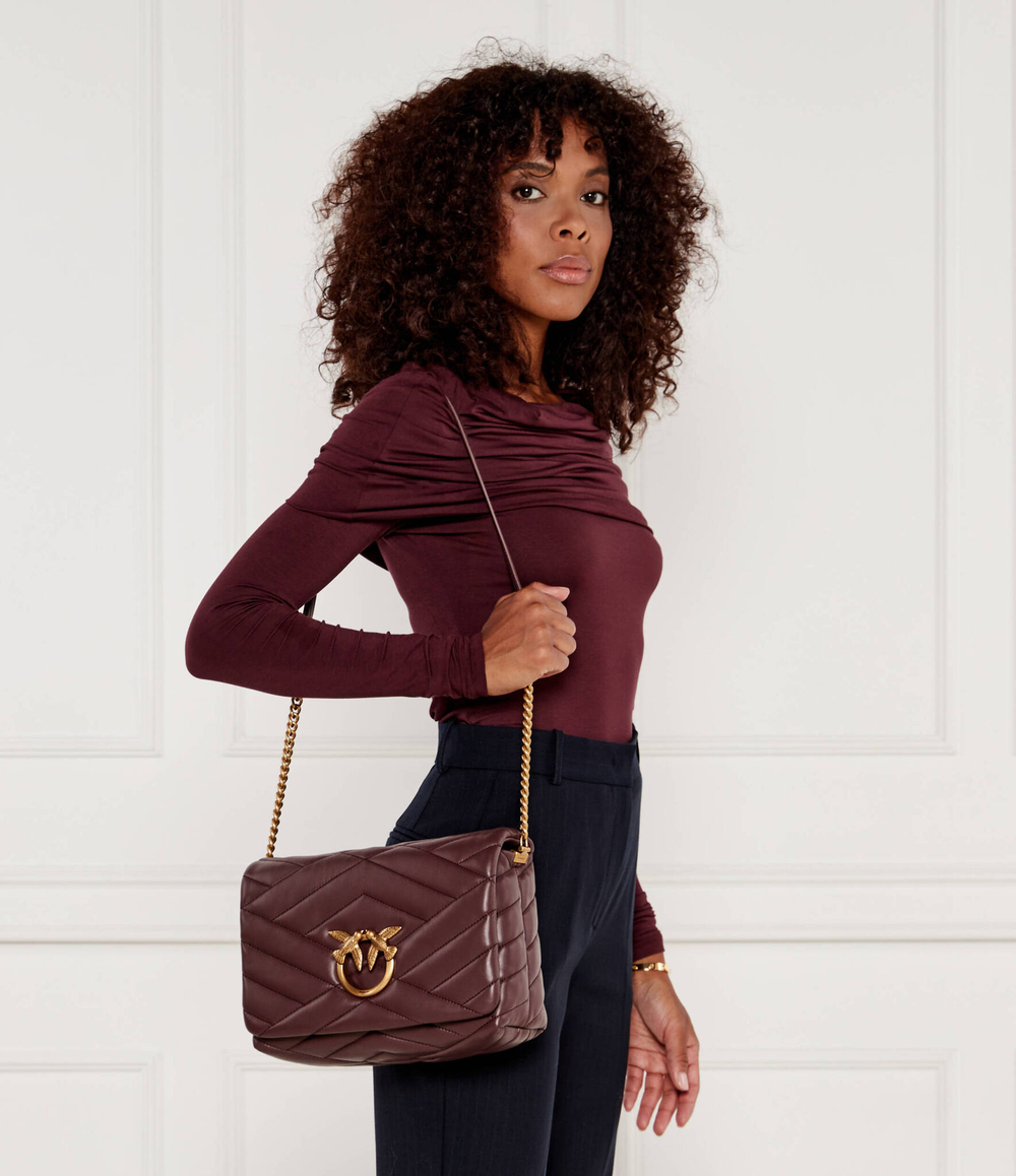 Кожаная сумка через плечо LOVE CLICK PUFF CLASSIC Pinko - бордовый(101585 A1ET)
