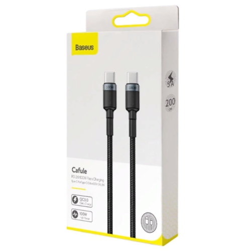 Кабель-зарядка Type-C на Type-C Baseus Cafule PD2.0 100W 2м (CATKLF-ALG1) черный