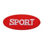 Аппликация термоклеевая "Овал Sport" 7.5х3 см бел-красный, 2 шт, LA557