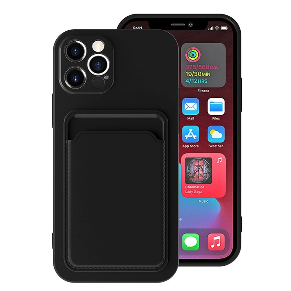 Чехол с карманом для карт на iPhone 13, Черный