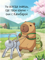 Брелок на сумку и ключи Капибара с рюкзачком, милая игрушка из ПВХ, с силиконовым браслетом и карабином