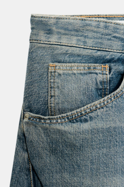 ZARA ДЖИНСЫ TRF BAGGY ОВЕРСАЙЗ СО ШВАМИ И СРЕДНЕЙ ПОСАДКОЙ, ГОЛУБОЙ