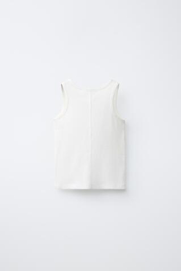 ZARA МАЙКА В РУБЧИК С КРУГЛЫМ ВЫРЕЗОМ, БЕЛЫЙ