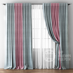 Комплект штор с тюлью: КРИСТЕН (арт. BL01-242-02) - 300х270, (170х270)х2 см. - (Возможна высота 250 см.) - серо-розовые