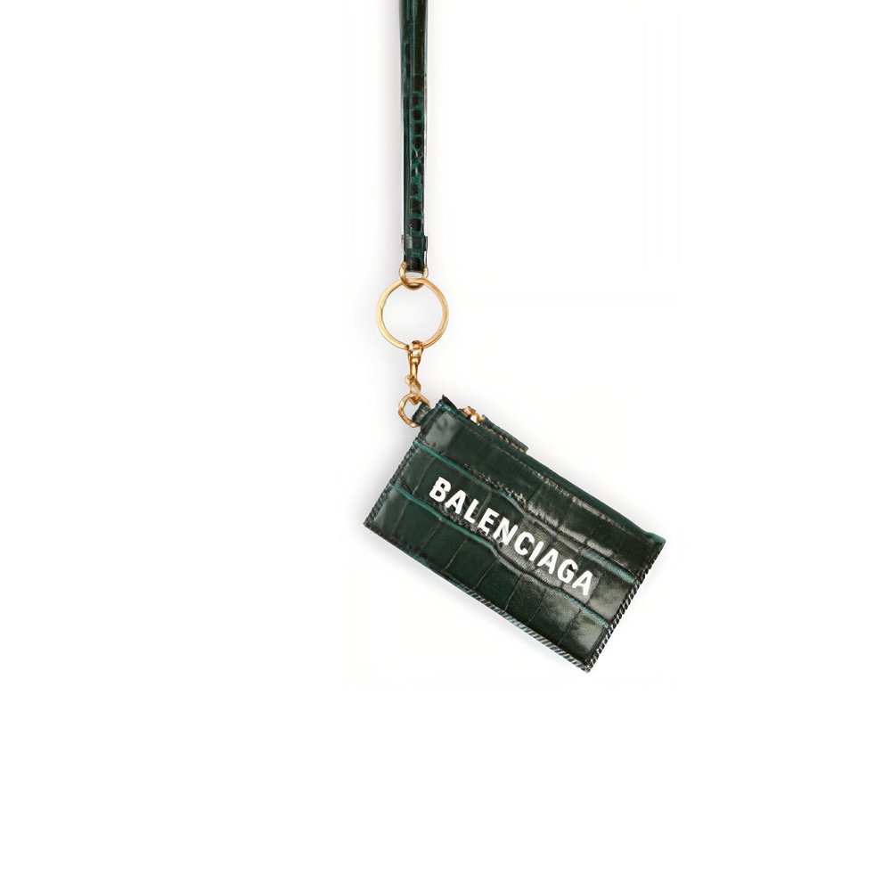 Balenciaga Cow Leather Card Holder Card Holder Men"s Green
