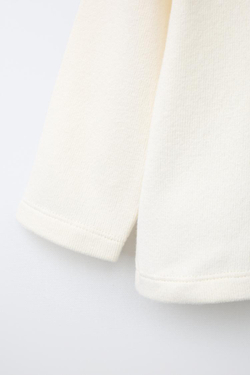 ZARA ОДНОТОННЫЙ ЛОНГСЛИВ SOFT TOUCH, ЭКРЮ