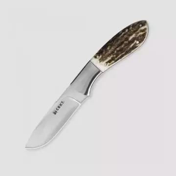 Нож "Kommer Grandpa's Favorite"ст.12C27 Sandvik, 59-61 HRC, рук.сталь-рог оленя,чех.коричн.кожа