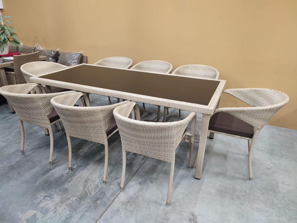Обеденная мебель из искусственного ротанга комплект  СИЦИЛИЯ "SICILY" 8 персон Wood