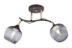 Люстра потолочная Rilon 4728/2 CF+FG, 2×40 Вт, золотая и чёрная