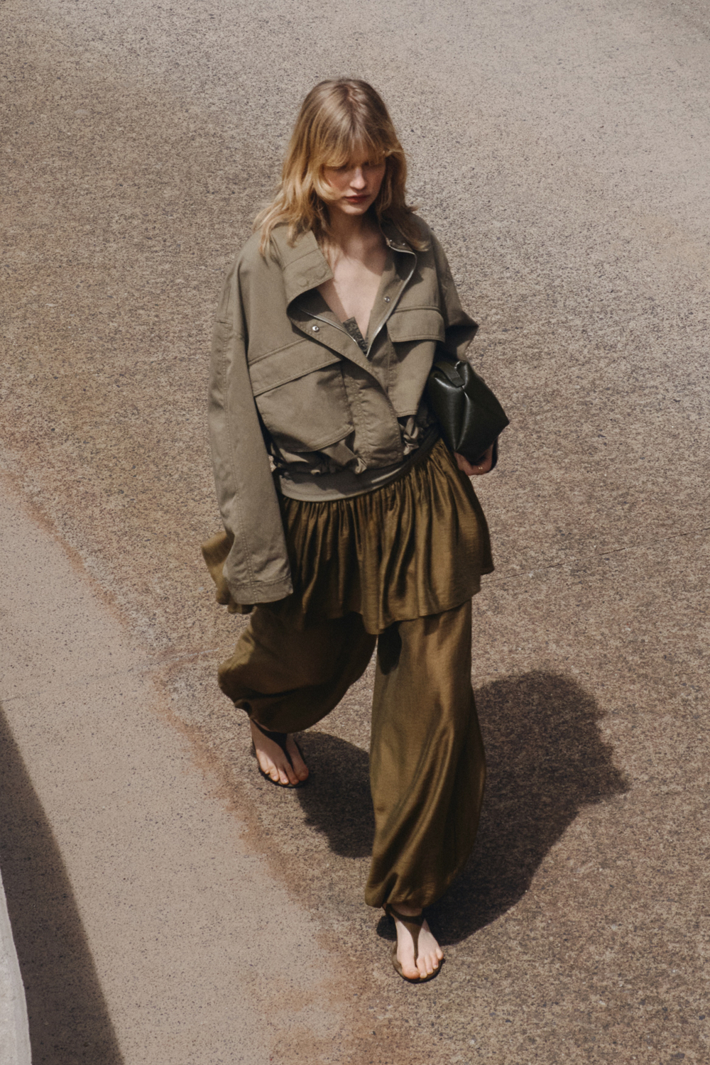 Брюки-баллоны с юбкой — Оливковый - H&M