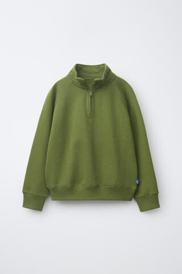 ZARA ОДНОТОННАЯ ТОЛСТОВКА С НАШИВКОЙ, ЗЕЛЕНЫЙ