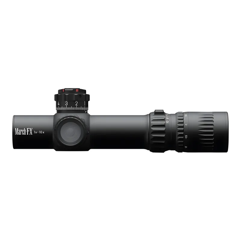 Прицел March-FX 1-10x24 Shorty DR-TR1F FFP+SFP 34мм - вид слева, профиль