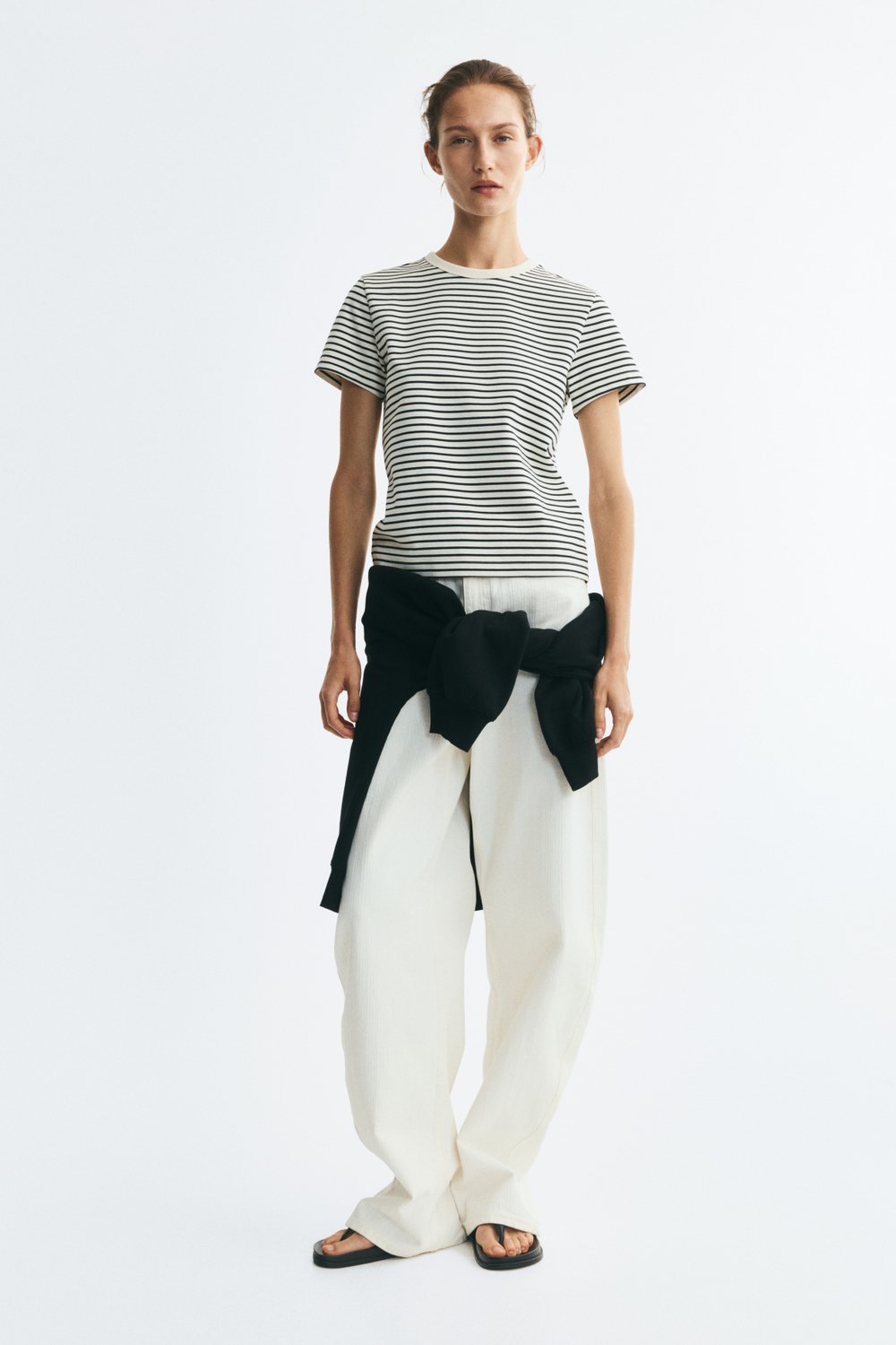 Хлопковая футболка интерлок - H&M