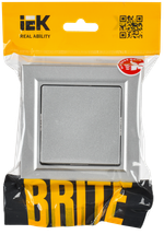 BRITE Выключатель 1-клавишный 10А в сборе ВСР10-1-0-БрА алюминий IEK