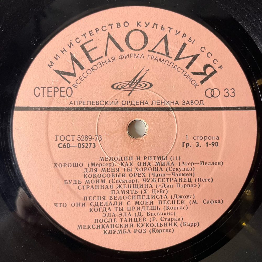 Винтажная виниловая пластинка LP Сборник Мелодии И Ритмы II (СССР 1974)