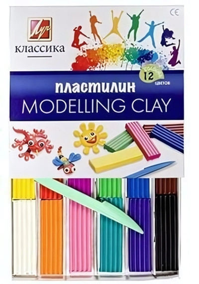 Пластилин 12цв. стек "Классика" (Луч)