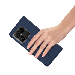 Чехол книжка из кожи синего цвета для Sony Xperia 1 VIII (1-8), серия Skin Pro Series от Dux Ducis