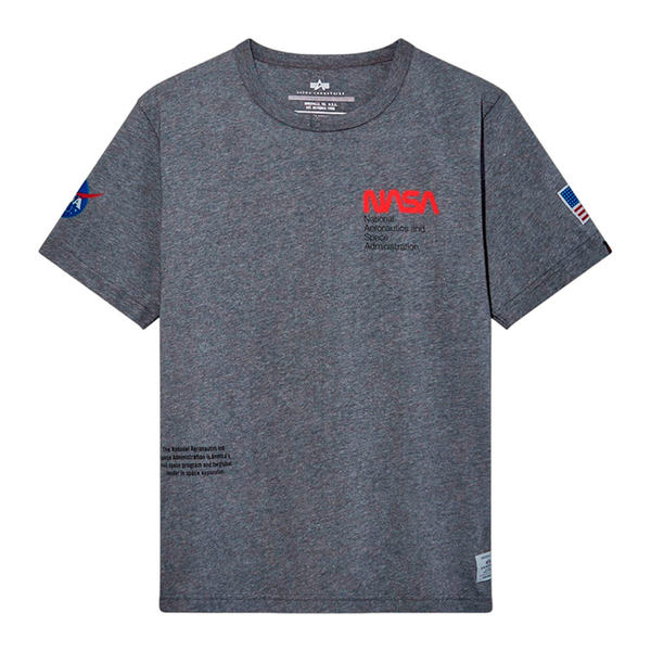 Футболка Alpha Industries Nasa Worm Logo Tee Dark Charcoal Heather (Серая)