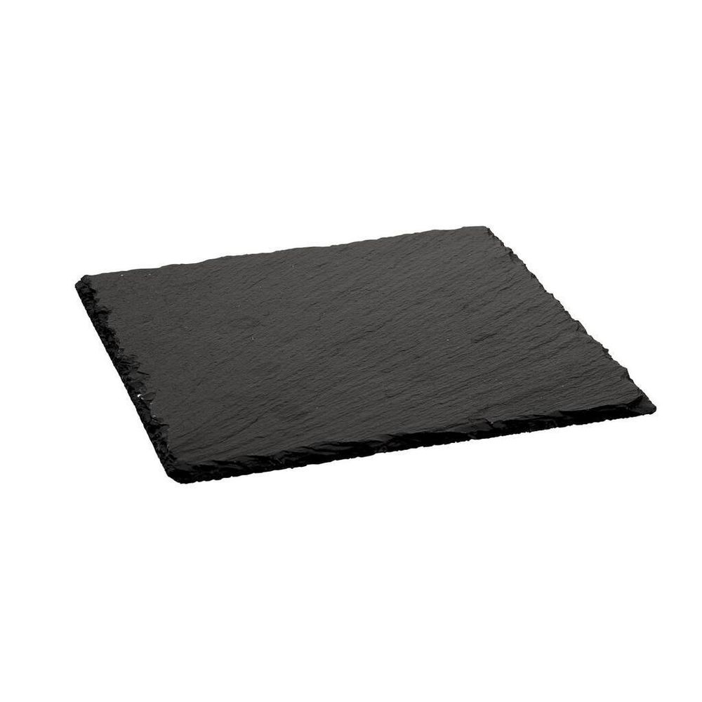 Блюдо квадратное 20*20 см h0,5 см для подачи черное сланец SUNNEX