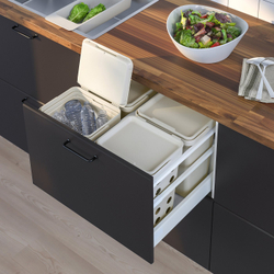 IKEA HÅLLBAR  (ИКЕА ХОЛЛБАР)  -  Ведро с крышкой для биоотходов - светло-серый 10 л
