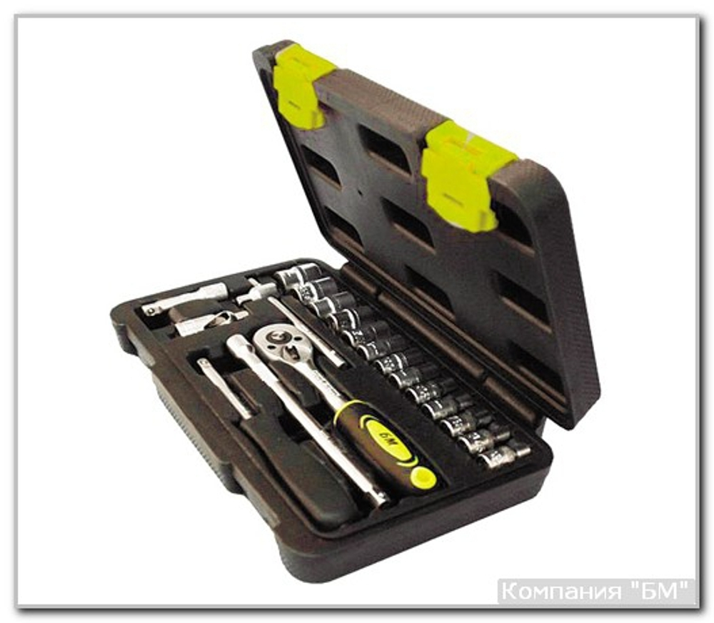 Набор торц. головок 1/4"DR 19 предм. CrV  БМ