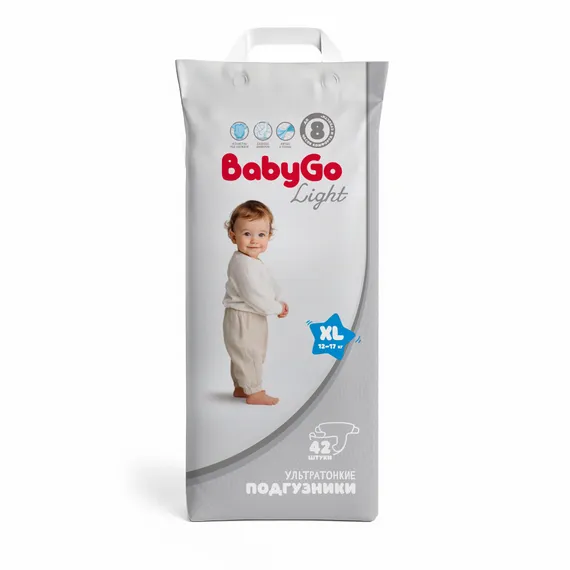 Подгузники BabyGo Light ультратонкие XL (12-17) 42 шт.
