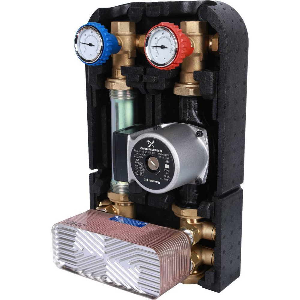 STOUT Насосная группа с теплообменником 34 пластины,с насосом Grundfos UPSO 25-65