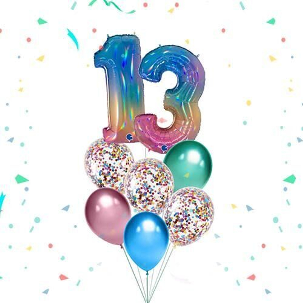 Композиция из шаров с конфетти на 13 лет