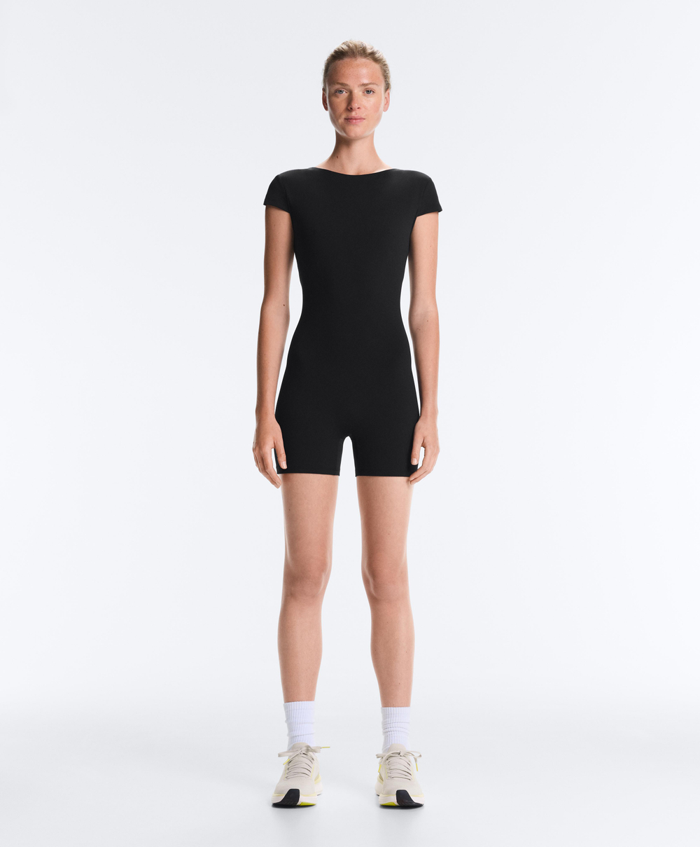 Oysho Короткий комбинезон Comfortlux с открытой спинкой, черный