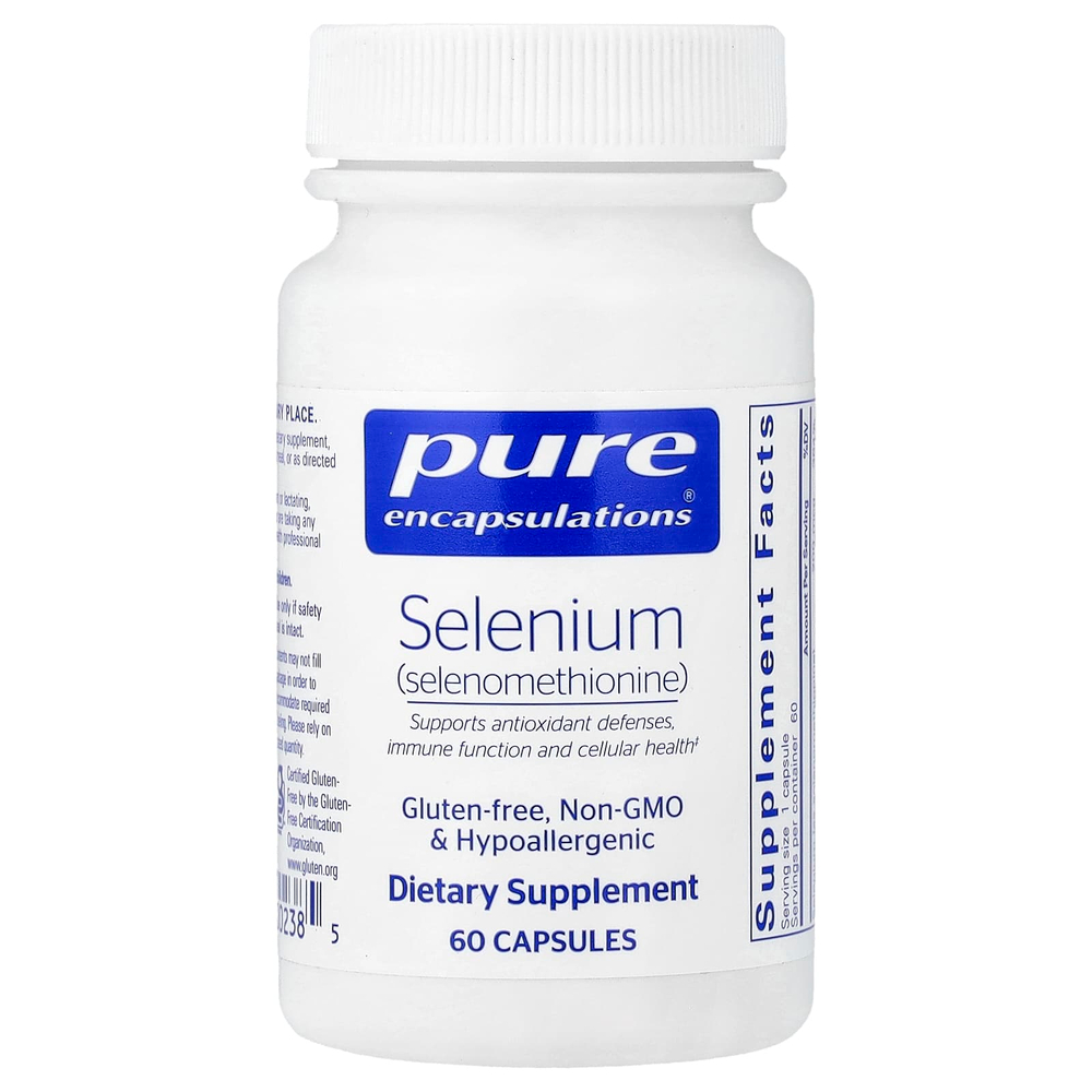 Pure Encapsulations, селен (селенометионин), 60 капсул (200 мг в 1 капсуле)