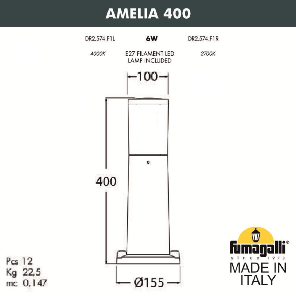 Ландшафтный светильник Fumagalli AMELIA DR2.574.000.BYF1R
