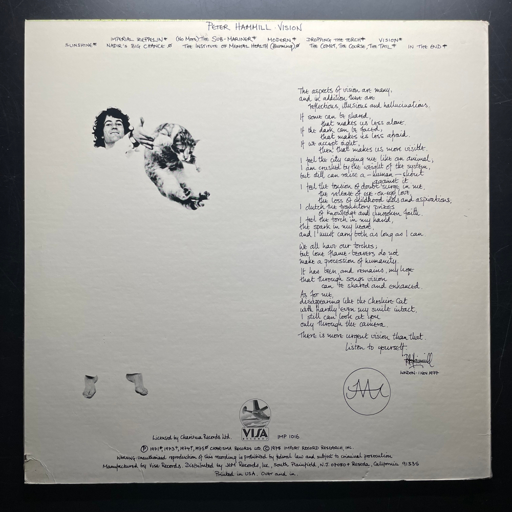 Peter Hammill ‎– Vision (США 1978г.)