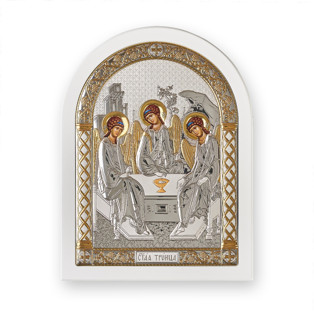 Св. Троица, икона арочная, белое дерево 150х200