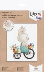 Набор для вышивания нитками Klart, Зайка на велосипеде, 15.5х12 см