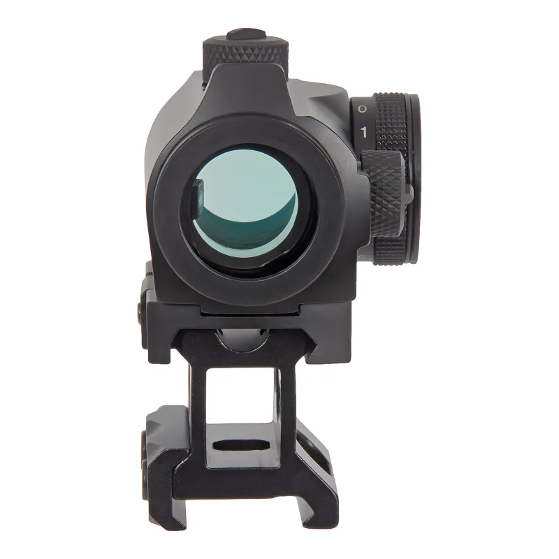 Коллиматор Target Optic 1x22, Weaver, красная марка, точка 2 MOA, проставка - вид спереди, высокий кронштейн