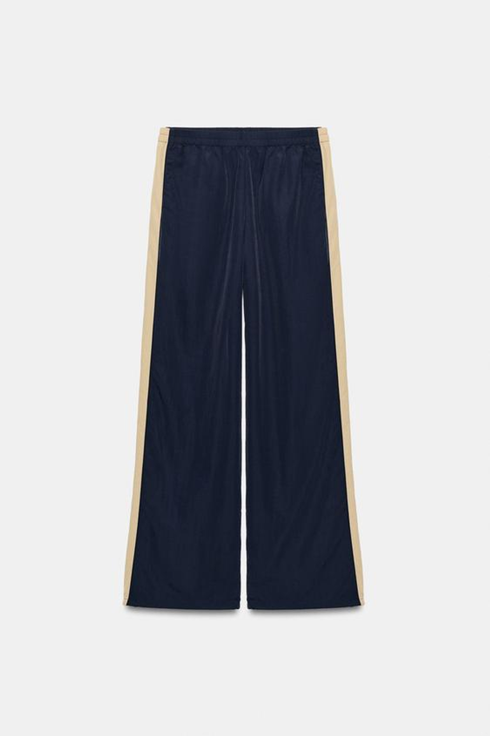 ZARA БРЮКИ ИЗ НЕЙЛОНА С ЛАМПАСАМИ, МОРСКОЙ СИНИЙ