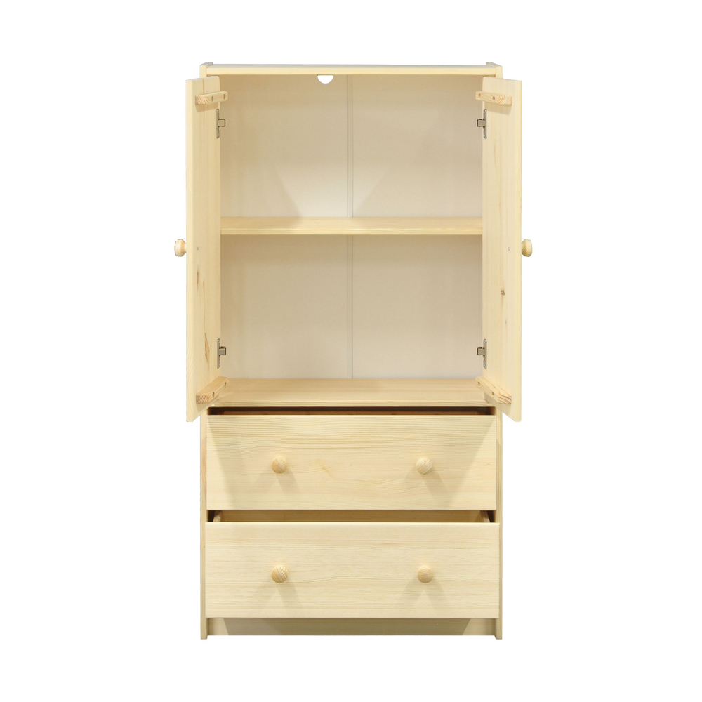 Комод Раст 62×30×120, 2 двери и 2 ящика, массив сосны без покрытия