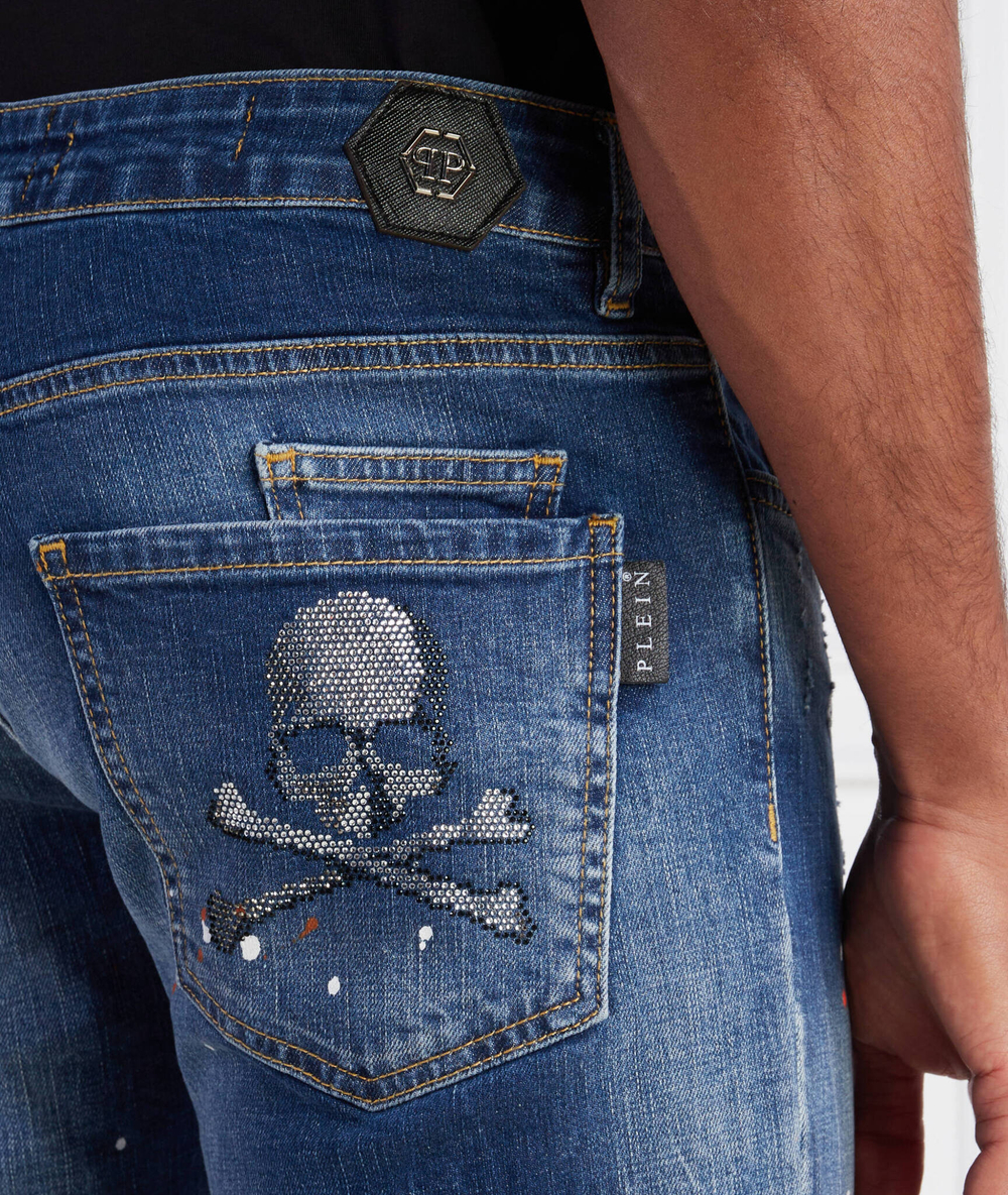 Джинсы Denim Trousers Super Straight Cut Skull&Bones Philipp Plein - темно-синий(MDT3428 PDE004N)
