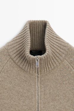 Massimo Dutti Кардиган из 100% кашемира на молнии, мышино-серый